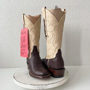 NEW Rod Patrick Womens Cowboy Boots 8AA Western Cowgirl Brown Beige Blunt Toe